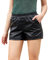 FEOYA Damen Sexy Hohe Taille Leder Shorts Reißverschluss Glänzend PU Lederoptik Kurze Hose mit Taschen - XL
