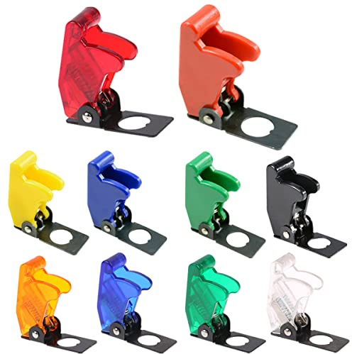 MKBKLLJY 10St. 12mm/0.47inch Montage Loch Sicherheit Flip Covers Multicolor staubdicht wasserdicht Kappe für Kippschalter Bat-Handle Switch 10Color(Rot/gelb/blau/grün/schwarz/transparent etc.)