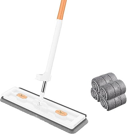 Grande piatto | 2023 nuovo grande scopa piatta | Set di lavapavimenti girevole a 360° con panno in microfibra riutilizzabile per pavimenti in legno duro laminato piastrelle