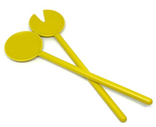 BioFactur, Salatbesteck 2 Teilig Servierlöffel 29 cm, Salatzange aus Bio Kunststoff,BPA frei, Naturfreundlich,glänzend,spülmaschinengeeignet Salatlöffel (Gelb)