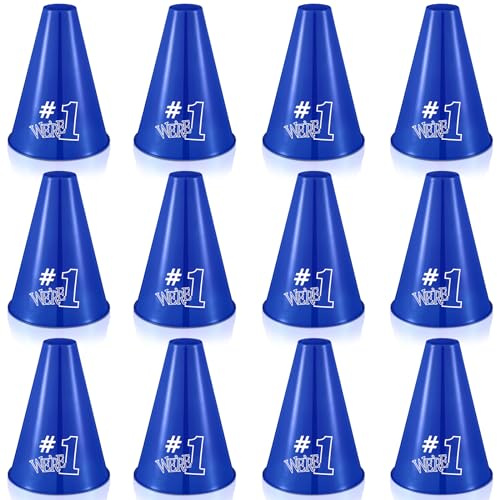 Halloscume 12 Pcs Cheer Megaphone We're #1 Cheers Party Noisemaker Plastic Megaphone for Cheerleader Cheerleading Party Favors Sports Match Outdoor Activities
