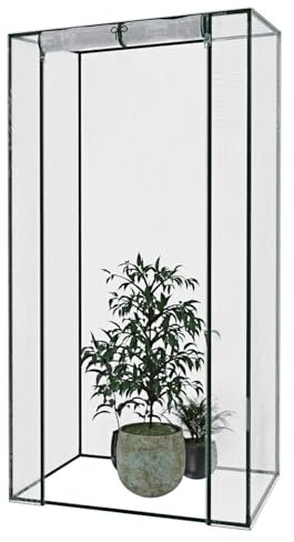 Serra Per Orto Giardino Terrazzo Balcone Senza Ripiani Struttura Metallo Verniciato Telo Trasparente In PVC Porta Avvolgibile Apertura A Cerniera Protezione Piante Giardinaggio 95 x 70 x 190 Cm