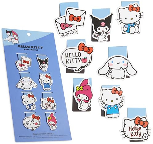 Hello Kitty Magnetische Lesezeichen für Schule & Uni - Kawaii Lesezeichen Magnetisch mit niedlichem Design - Praktisches Buchzubehör & Geschenk für Mädchen, Teenager