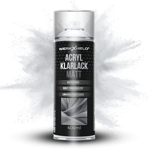 WerkXheld Klarlack Matt 400ml – Universeller Sprühlack für Metall, Holz, Glas und Kunststoff – Ideal für Möbel, Dekor und Fahrzeugteile – Schützendes seidenmattes Finish