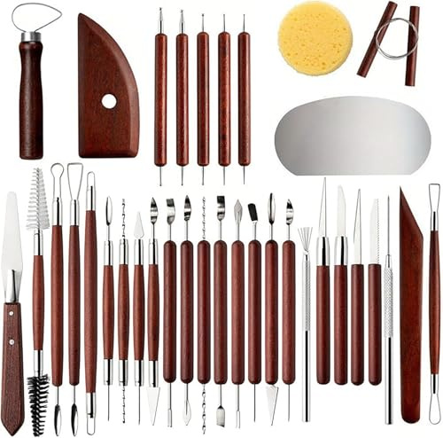 LINPHCEY 35-Piece Clay Sculpting Tools Set Perfect for Polymer Air Dry Modeling Clay Beginners & Professionals Ideal for DIY Pottery & Ceramics Tools for Clay Sculpey Sculpting & Crafting