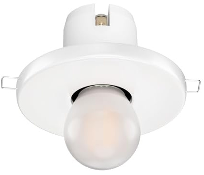 ledscom.de Plafonnier encastré en porcelaine E27 TELA, blanc, lampe LED incluse, givré, 477lm blanc chaud