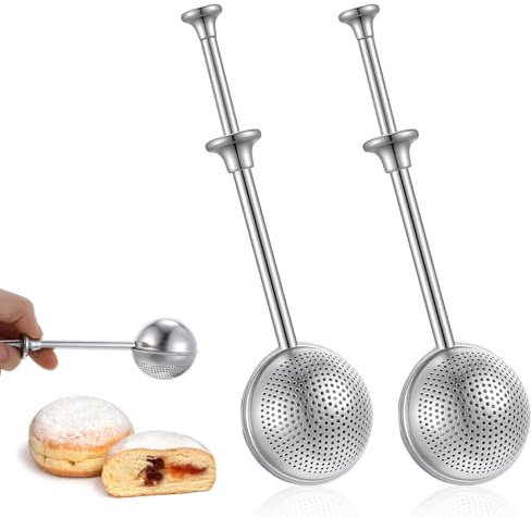 Elegaperma 2PCS Flour Duster, Stainless Steel Dusting Wand Baking with 18 Mm Spring Handle for Sugar, Flour Duster for Baking Cake Decor Kitchen