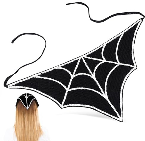 GALPADA Foulard Bandana Triangulaire Noir en Tissu Confortable et Respirant pour Halloween, Style Toile D'araignée Classique, Facile à Entretenir pour Femme Adulte