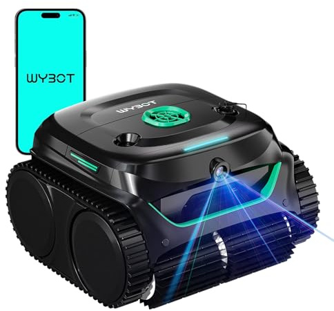 WYBOT C2 Vision Plus Robot de Piscina sin Cable con cámara IA, Robot batería Paredes y Fondo: Potente succión, Doble Filtro, 8 Modos, para Piscinas enterradas 210 m² – Verde Medianoche
