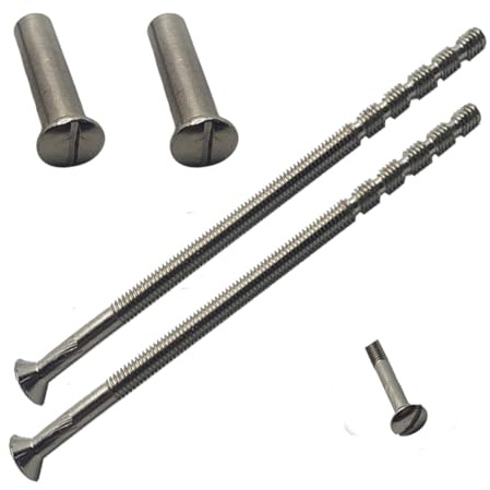 M4 x 90mm Door Handle Through Bolts Slotted Sleeve Chrome – Pack of 2 | M4 × 90mm male-to-female slotted bolt set. Suits thick doors up to 78mm. Fire doors, external, handle, knob.
