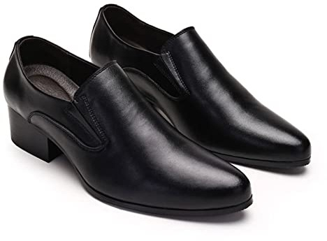 Scarpe Classiche da Uomo con Punta a Punta Tacchi Alti 6/8cm Eleganti Scarpe Estive Nere da Uomo Casual Business Party Shoes,Heel-8CM-43