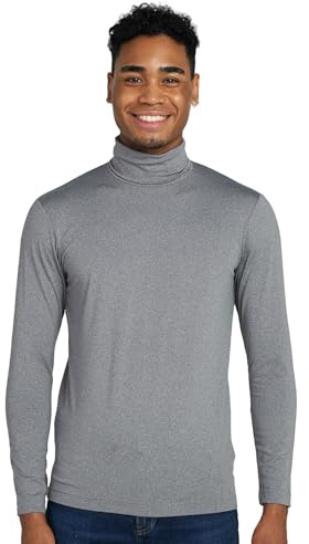 LAPASA Herrtröja med rullkrage, innerfleece termoundertröja, långärmad termisk tröja, funktionell undertröja överdel (M124), Gråmelange (Varmare), S