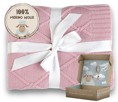 MIRARI Wolldecke für Kinder aus 100% Merinowolle - 75 x 100cm - Erstausstattung für Neugeborene - Babyschale Decke - Geschenke zur Geburt