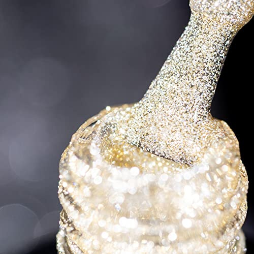 BURANO UV Reflektierende Glitter Gel Polish, 7.3ml Schwarzer Reflektierender Sparkle Holografischer Nagellack, Einweichen von Nagel Kit