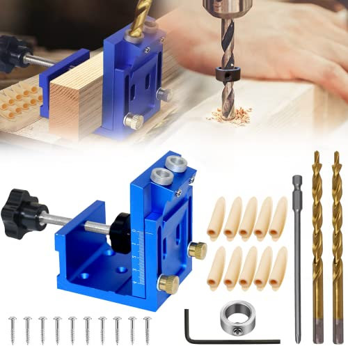 6 Stück Pocket Hole Jig Set, Schrägbohrhilfe,9mm Bohren und 150 mm Elektrische Charge, Einstellbar Taschenloch Bohrschablone, für Holzbearbeitung und Möbelherstellung Dübellehre