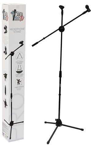 Canta Tu Asta Microfono Professionale Pieghevole e Regolabile, Supporto Microfono da Terra con Custodia Inclusa, Facile da Trasportare per Performance Uniche e Professionali, Nero