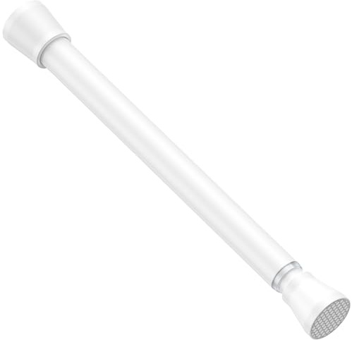 AIZESI Adjustable Tension Rod White 16-28 Inch 1pcs,Easy-Installing Spring Tension Rods,Extendable Tension Rod For Kitchen,Stainless Spring Rod For Cupboard,Small Curtain Rod For Doorway.