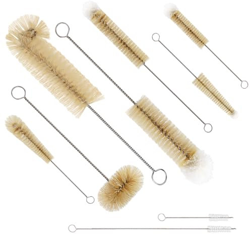 HEVOL Reinigungsbürsten Set, 9-teiliges Flaschenbürste Lang mit Flauschiges Zotten, Multifunktionale Reinigungsset für Lange Flaschen mit Schmalem Hals, Wasserflaschen, Babyflaschen, Trinkgläser