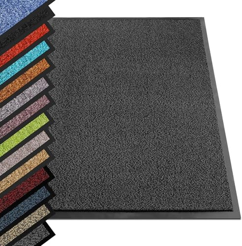 casa pura - Tappetino per Ingresso da interno SKY tappetino antiscivolo e antipolvere, zerbino d'ingresso per interni, zerbino lavabile e ultra assorbente - Antracite - 90x120 cm