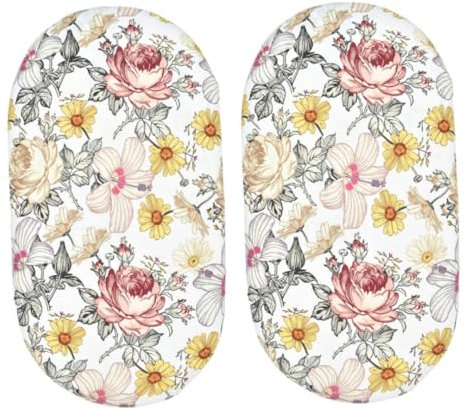 Korb-Bettwäsche-Set, 2er-Pack, Baby-Bettlaken für Jungen und Mädchen, Baumwolle, Spannbettlaken für ovale, Sanduhr- und rechteckige Stubenwagen-Matratze, Kinderbettlaken und Matratzenbezug für