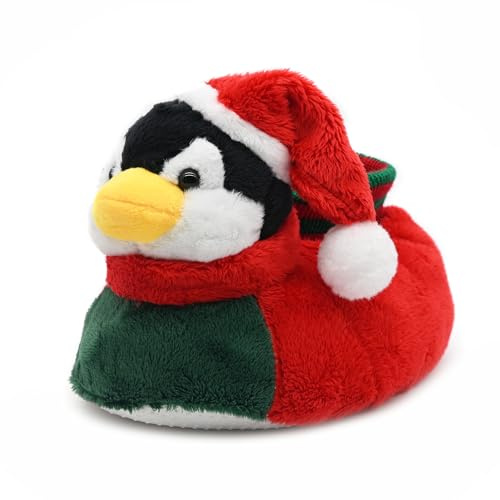Onmygogo Kids Novelty Slippers for Boys and Girls, Furry Winter Animal Moose Deer Plush Slippers for Toddler and Little Kid