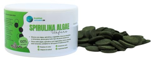 Discos de Spirulina 100 ml, Alimento Vegetal para Peces de Fondo a Base de Algas, Comida Natural y Equilibrada para Peces e Invertebrados Herbívoros