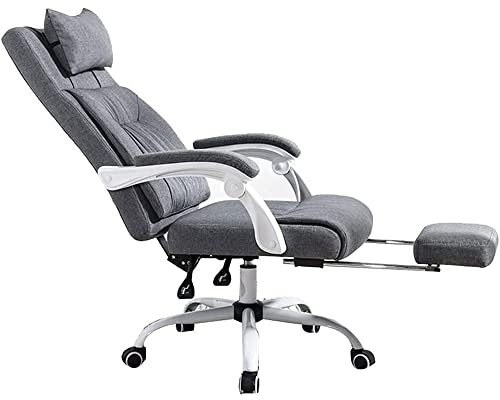 Massage Recliner Chair with Foot Rest Ergonomic High Back Swivel Computer Chair for Home Study Breathable Fabric Retractable Footrest