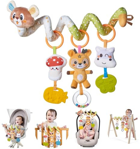 TUMAMA Espiral Carro Bebe 0 3 6 Meses - Espiral de Actividades con Colgantes - Juguete de Cochecito para agarrar y Jugar - Juguete de bebé para la Cama, el Asiento del Coche - Bebes Regalos