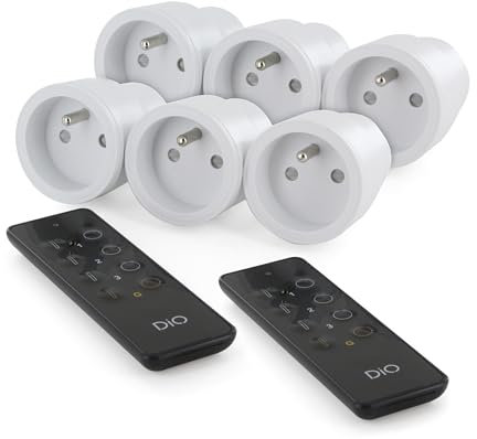 DiO Connected Home Set de 6 prises télécommandées intelligentes nano on/off et 2 télécommandes 3 canaux DiO 1.0
