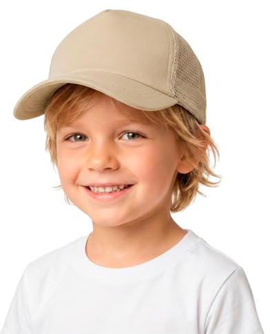 Casquette de Baseball à Séchage Rapide Enfants Chapeau de Soleil Anti-UV Coton Fille Garçon Lègére Respirant Réglable Casquette Visière de Sport 3-7 Ans pour Alpinisme Camping Pêche 51-54 CM