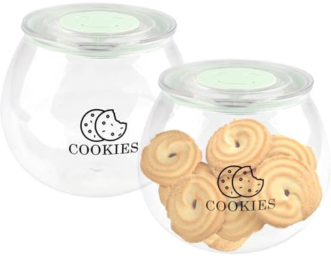 Gzsekken 2 Pack Biscuit Cookie Jar with Lid,Small Plastic Biscuit Storage Tin,300ml Airtight Sweet Jar Cracker Storage,Container Candy Buffet Food Storage for Snacks, Dry Goods,Nuts,Keep Crispy