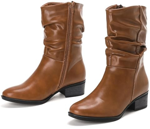 Putu Stivaletti Donna Moda Comodi con Punta Tonda e Cerniera Laterale Tacco a Blocco Antiscivolo Elegante 42