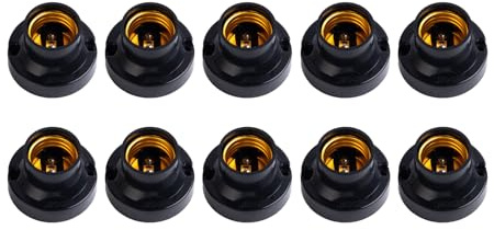 10 Pièces Douille E27 Support, Douille Ampoule A Visser Plafond, Pour Lampe Murale, Lampes Ventilateurs, Lampe Plafonnier, Diamètre 55mm Noir