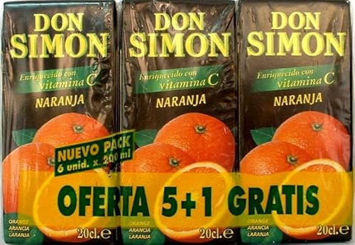 Jus d’orange DON SIMON – Pack de 6 briques × 200 ml – (Pack de 2)