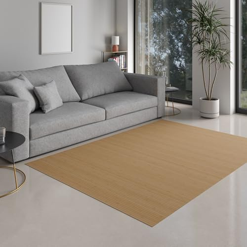DE-COmmerce Tappeto Bambù massive, 17mm Indurito Listello La Nuovi Generazione Non Bordato Tappeto Soggiorno Cucina Made IN Germany - Oro, 120x180 cm