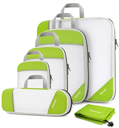 Gonex Borse per bagagli robuste e resistenti Possono essere utilizzate come borse per abiti 6-pezzi 6 pezzi, Verde
