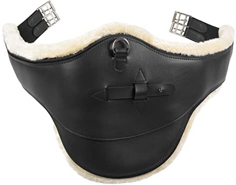 HORZE Atlanta Stollenschutz-Sattelgurt Mit Fleecefutter, Sattelgurt, Künstliches Lammfell, Größe 40-150 cm, Braun, Schwarz, Schwarz, 130