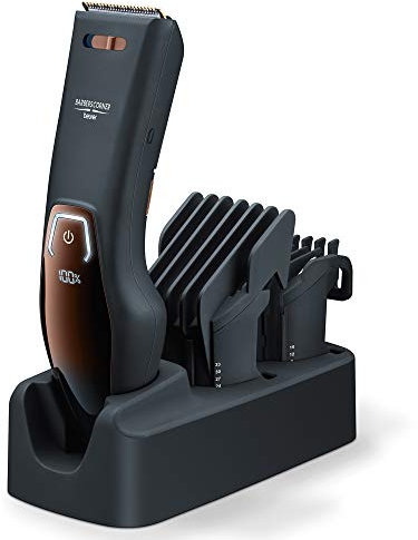 Beurer HR5000 Barbers Corner Hair Clippers | High-Quality Stainless Steel Blade | 2 Comb attachments | 11 Cutting Lengths | Thinning Function | Quick-Charge Function | Mains and Battery-Powered, 58004
