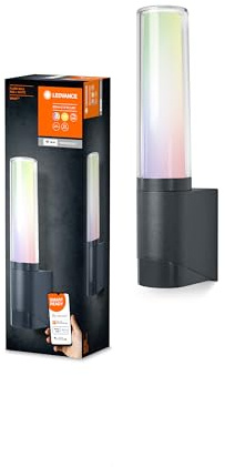 Ledvance Smarte LED Aussenleuchte für die Wand mit WiFi Technologie, Leuchte für Außen, RGB-Farben änderbar, dunkelgr. Aluminium, Kompatibel mit Google und Alexa Voice Control, SMART+ WIFI FLARE WALL
