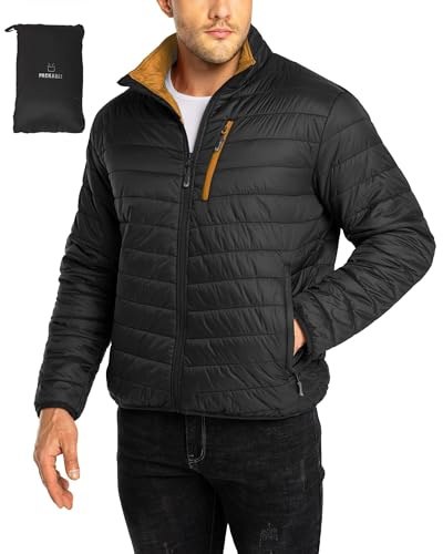 33,000ft Doudoune Légère Paquetable Compressible Homme, imperméable, Veste matelassée et chaude, Convient à la randonnée en plein air décontractée