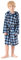 V.&GRIN Jungen-Fleece-Bademantel, weicher Fuzzy-Bademantel mit Kapuze für Kleinkinder für Kinder von 3–14 Jahren (blau kariert 11–12