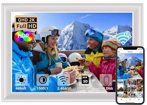 11inch 64GB Digital Photo Frame WiFi6&5G Digital Picture Frame 100% sRGB 1920x1280 FHD IPS Touch Screen,Share Photos & Videos via Frameo App,Extend Storage by SD Card and USB Drive,Clock,Weather