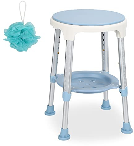 Cecaylie Tabouret de Douche, siège Chaise de Douche de Salle pivotante à 360° avec palettes et Boule de Bain, Hauteur réglable 42-54 cm, Aide à la Douche, pour Personnes âgées & Femmes Enceintes