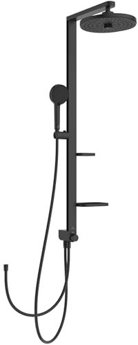 Ideal Standard Ceratwist Alu+ Colonna doccia, Realizzata con l'84% di alluminio riciclato, doccia a risparmio idrico con tipi di getto variabili – Nero Opaco (338x501x1104 mm)