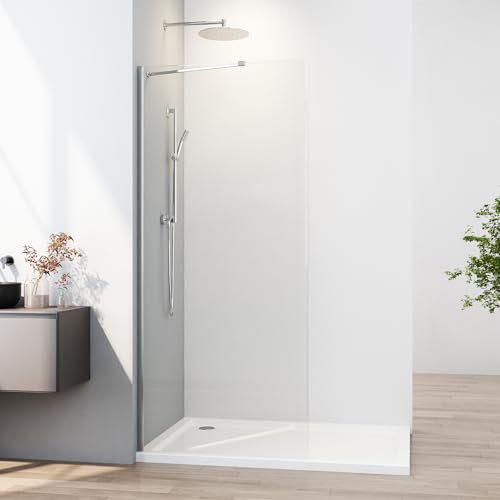 Walk In Dusche 90 x 195cm Duschwand Glas Walk In Duschglas 5 mm ESG Sicherheitsglas Duschtrennwand Glas Badewanne Duschwand