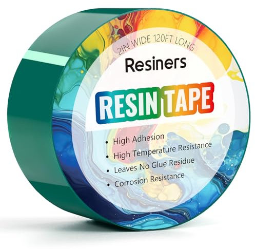 Resiners Cinta para Resina Epoxi - 50mm x 36m - Cinta Térmica Resistente Alta Temperatura, Fácil Despegado para Mesas de Río y Joyería, Verde