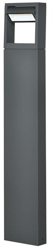 Outsunny Gartenlampe Pollerleuchte 90 cm hoch, LED Gartenleuchte, Wegleuchte mit Warmweißem Licht, Verstellbarem Neigungswinkel, für Außen, IP65 Wasserdicht, Alu, 16 x 5 x 90 cm, Dunkelgrau