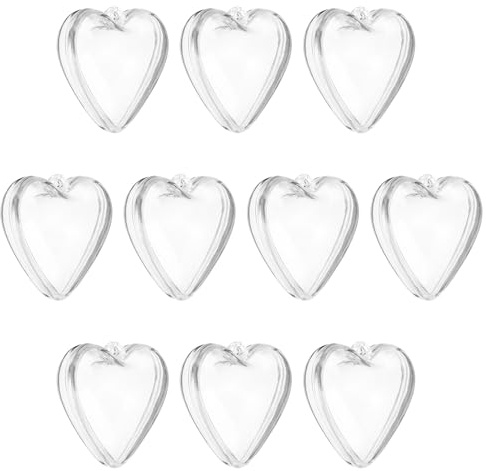 QUARKZMAN 10 Pièces Boules Transparentes en Plastique en Forme de Cœur, 3Cm, Décoration Sphère de Noël Transparente pour l'Artisanat DIY, Fête, Mariage