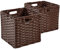 SOCOHOME Cesto portaoggetti, 28 x 28 x 28 cm, in finto rattan, per giocattoli, vestiti, mensole, armadi, impermeabile, non ammuffisce (marrone scuro, 2 pezzi)