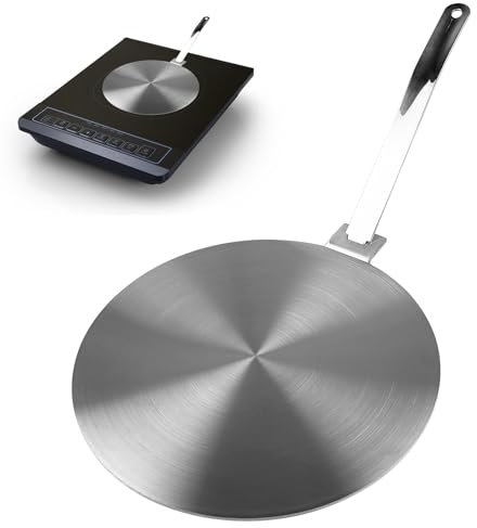 Piastra adattatore a induzione, 24 cm, piastra adattatore a induzione, con manico rimovibile, adattatore a induzione, adattatore a induzione, piastra per piani cottura a induzione, per caffettiere,